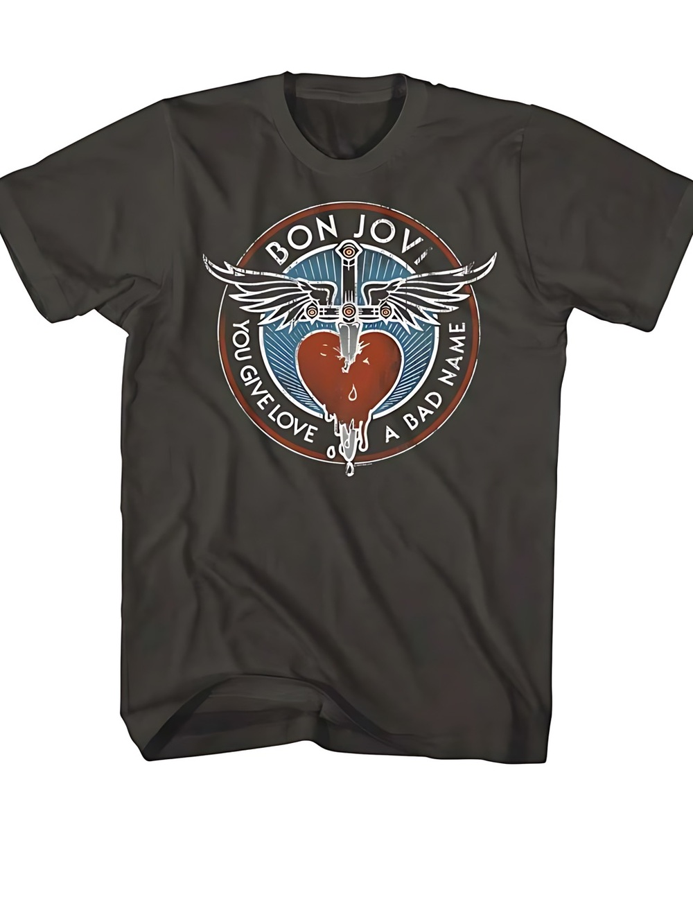 Bon Jovi Bad Name Smoke Adult T-Shirt, Bon Jovi Rock Band T Shirt